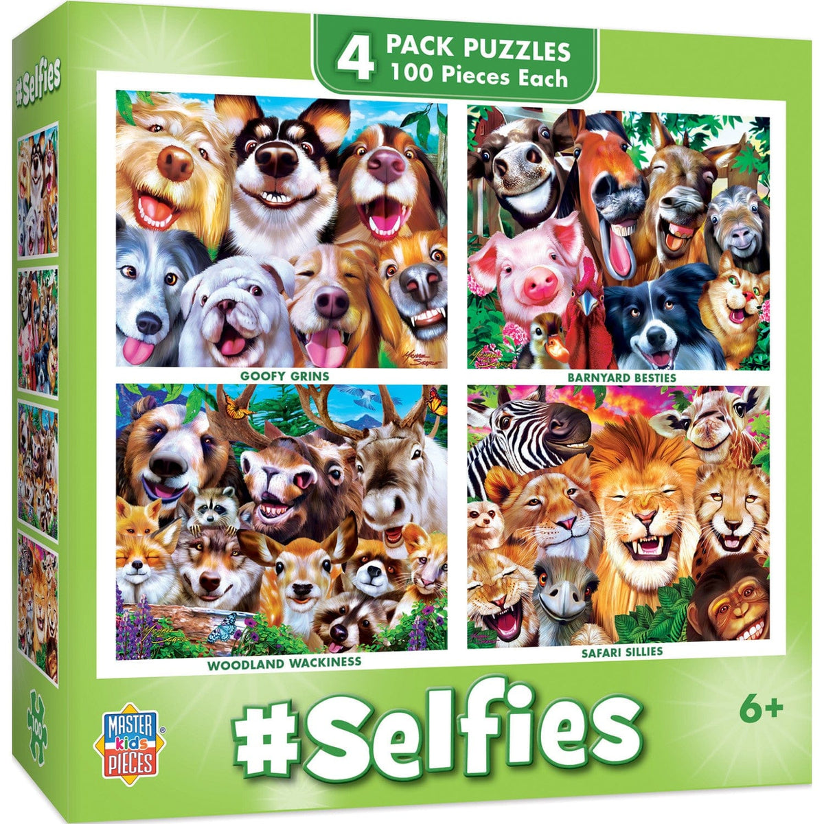 PUZZLE: Jigsaw, Animal selfie, 4 multipack, 8 x 10, 100pcs each