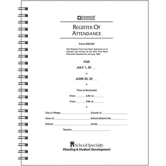 Hammond & Stephens Record Keeping Register of Attendance Book, 8-1/2 x 11 Inches, Black